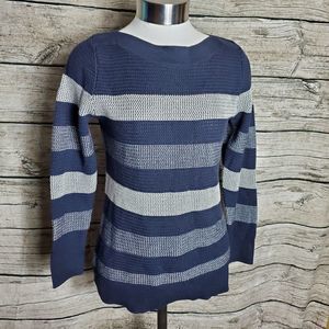 Market & Spruce Blue/White Long Sleeve Striped Sweater Size XS NWT